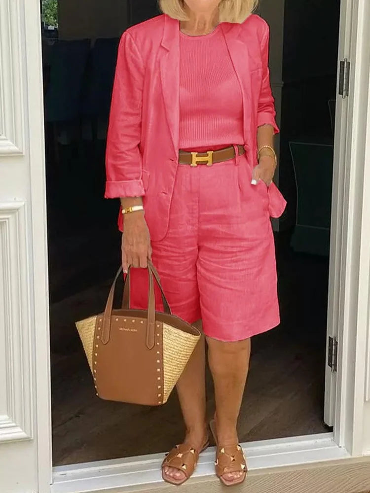 Madelein – Casual Tweedelige Set met Blazer en Shorts