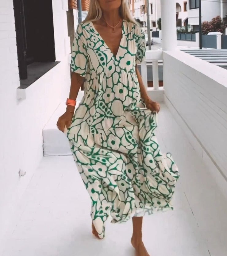 Juni™ | Ibiza-stijl jurk met bohemische bloemenprint
