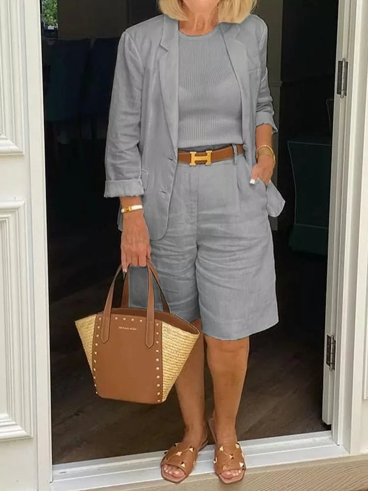 Madelein – Casual Tweedelige Set met Blazer en Shorts