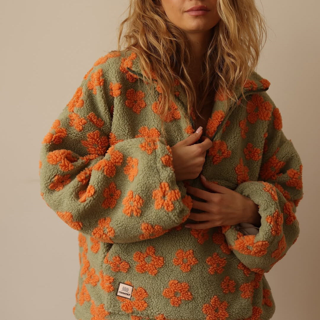 Daphne | Zachte fleece trui Bloem