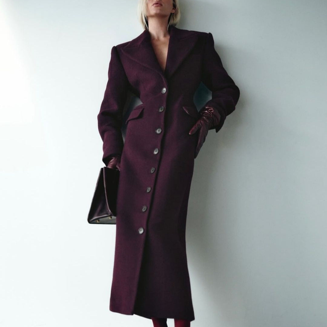 Premium Lange Dubbelgeknopte Mantel – Winter Elegantie
