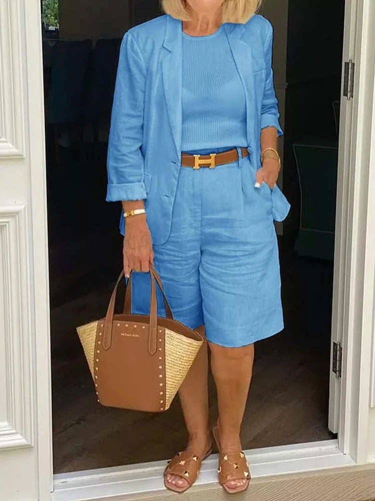 Madelein – Casual Tweedelige Set met Blazer en Shorts